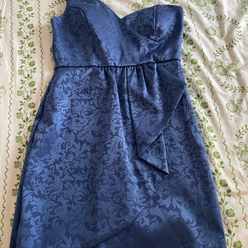 Elegant Blue Jacquard Dress